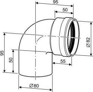 Угловое колено DN80 90° Buderus 7736995107 ussd