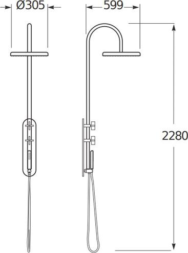 Душевая стойка Armani / Roca Baia 7.5A97.7.6VS.0 с термостатом, brushed steel