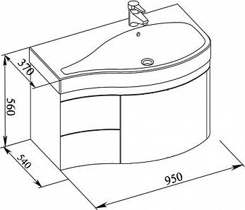 Тумба с раковиной Aquanet Сопрано 95 R 00213005 чёрный