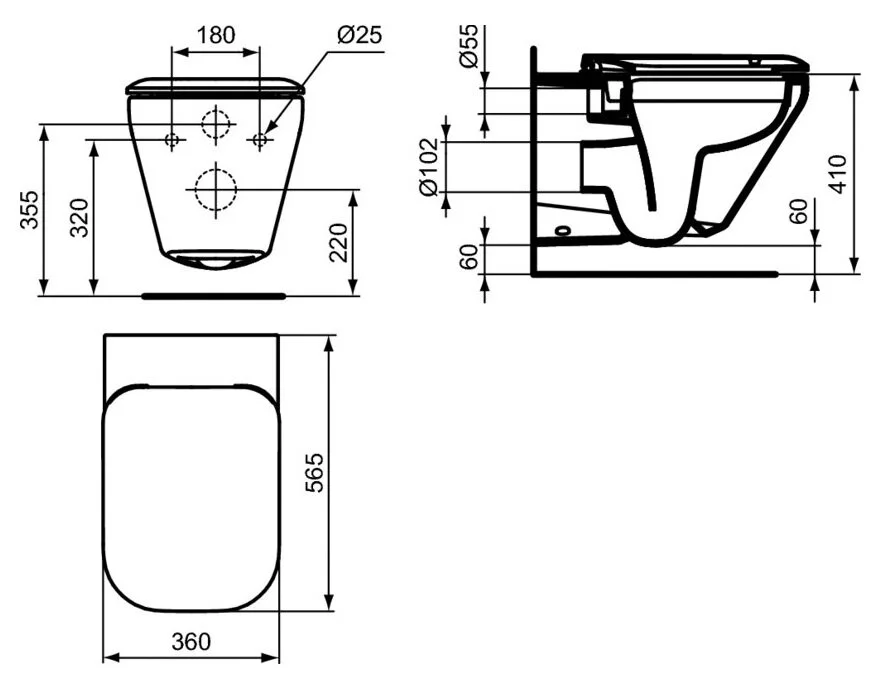 Инсталляция Ideal Standard Prosys Frame 120 M с унитазом Tonic II K316701PT15 Rimless K316501, сиденье микролифт, комплект