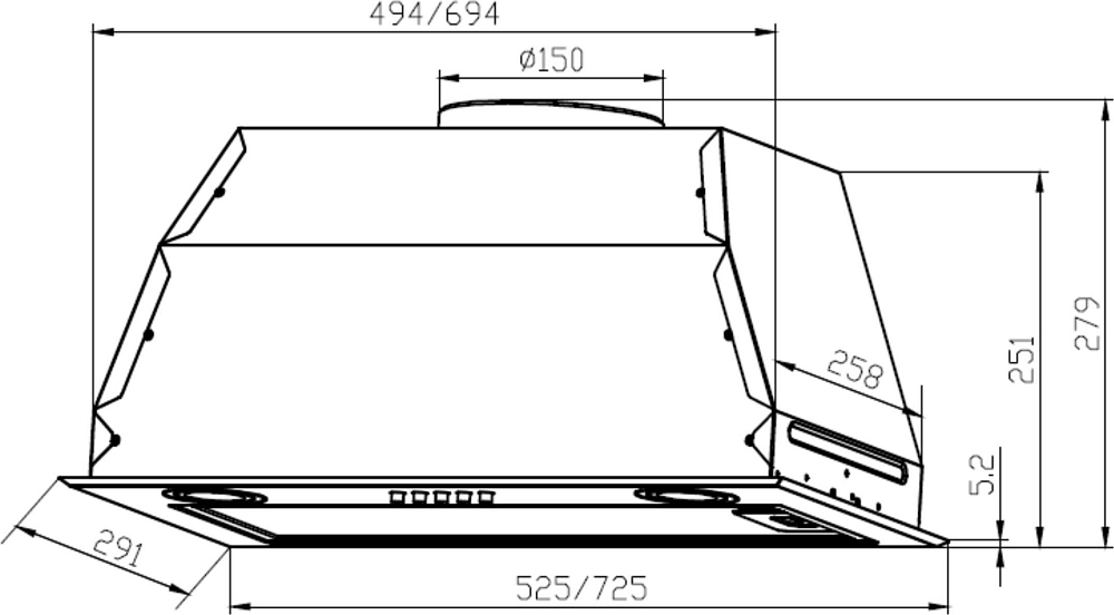 Встраиваемая кухонная вытяжка LEX GS Bloc P 600 CHTI000321, white