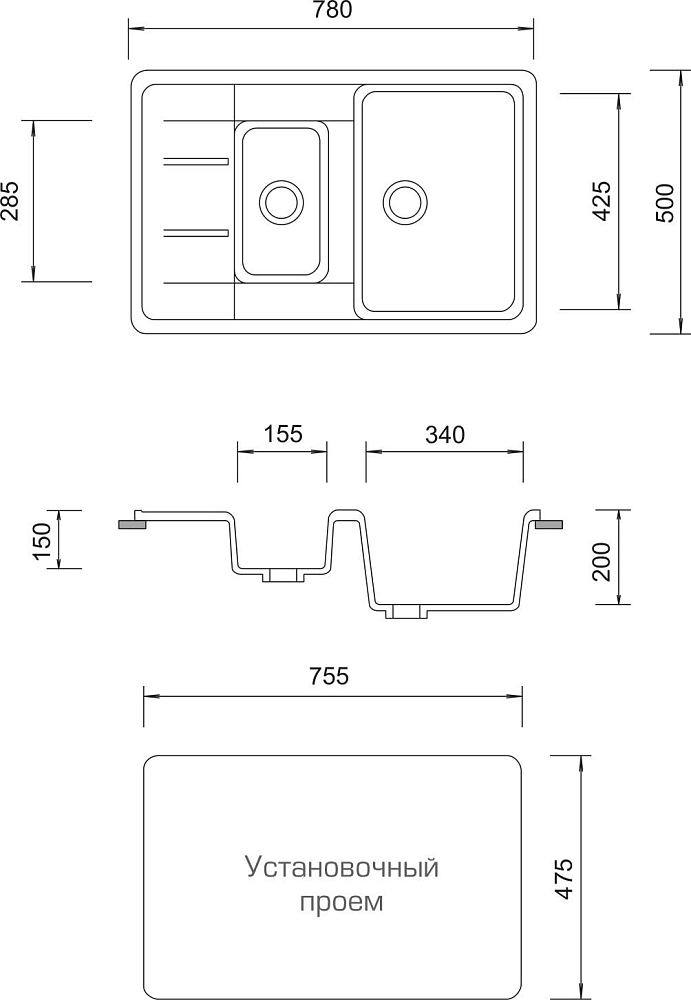 Кухонная мойка AquaGranitEx M-21k чёрная