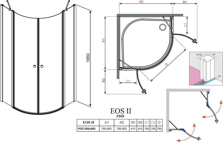 Дверь для душевого уголка Radaway EOS II PDD 80 R