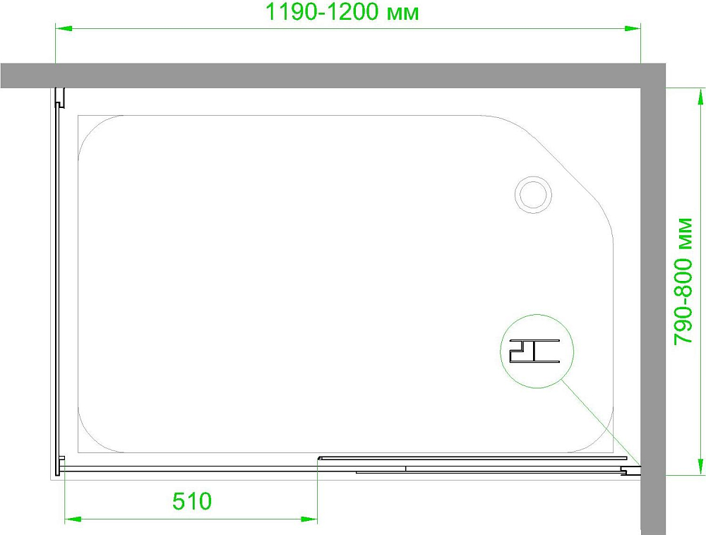 Душевой уголок 120х80 см Royal Bath RB8012B-R стекло прозрачное