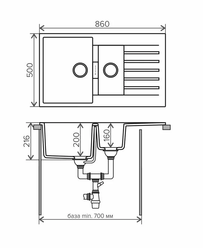 Кухонная мойка Tolero TL-860 №911 черный черный