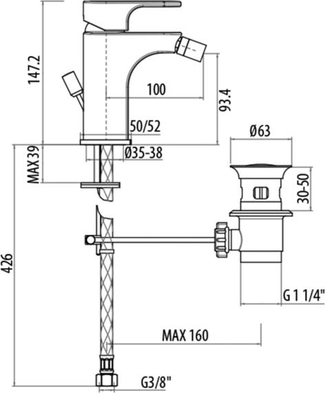 Смеситель для биде Gattoni H2Omix1000 1051/10С0 хром