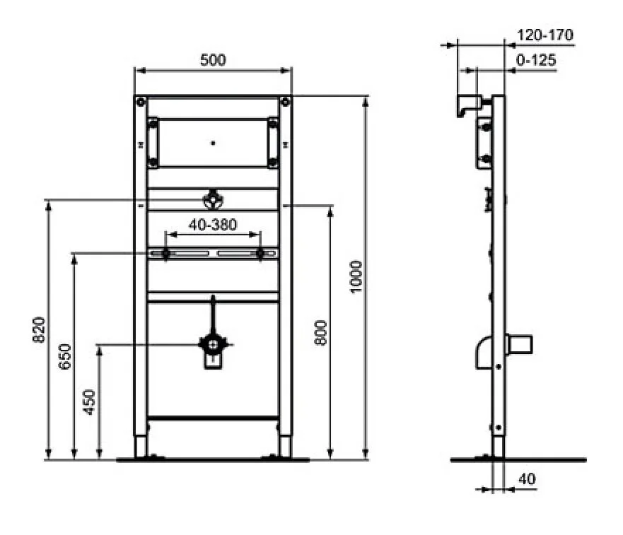 Инсталляция Ideal Standard Prosys R016367 для монтажа писсуара, серый