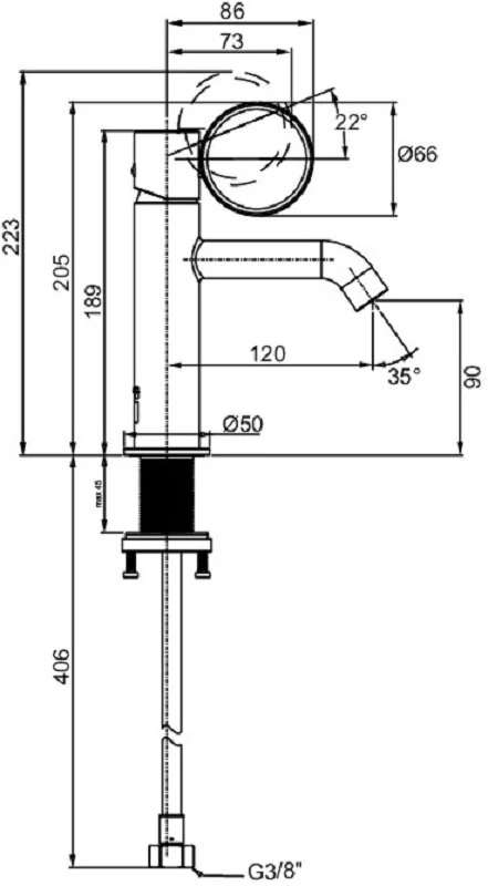 Смеситель для раковины Jacob Delafon Vivienne Signature E38682-LB2-2MB латунь матовая, ручка черная