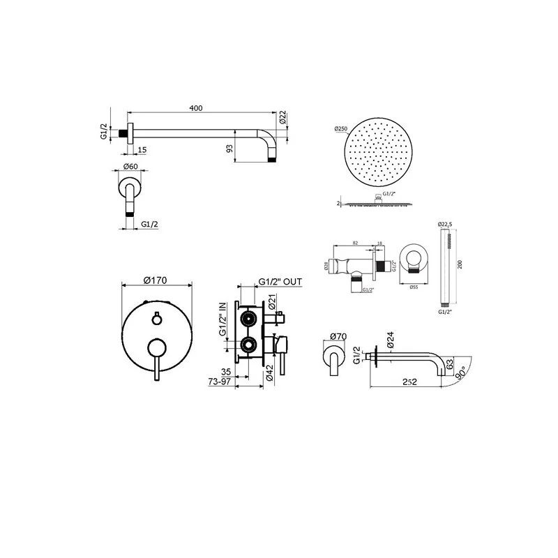 Душевая система Plumberia Selection Ixo KITXO19NO260 черный