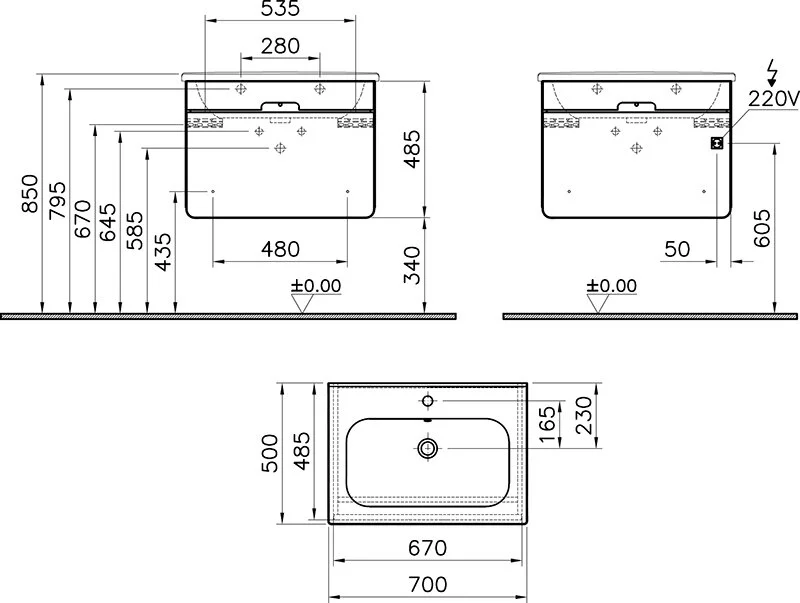 Тумба под раковину VitrA D-Light 58133_skl фиолетовый, белый