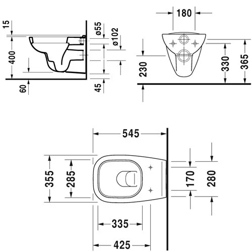 Инсталляция TECE c унитазом Duravit D-code 45351900A1 (25350900002), подвесной, с вертикальным смывом + 0067310000 D-Code крышка-сиденье, петли - нерж.сталь