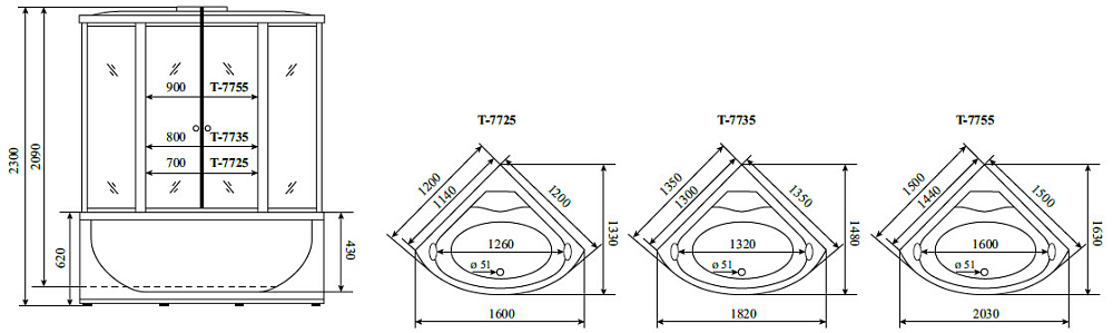 Кабина душевая Timo Lux T-7755