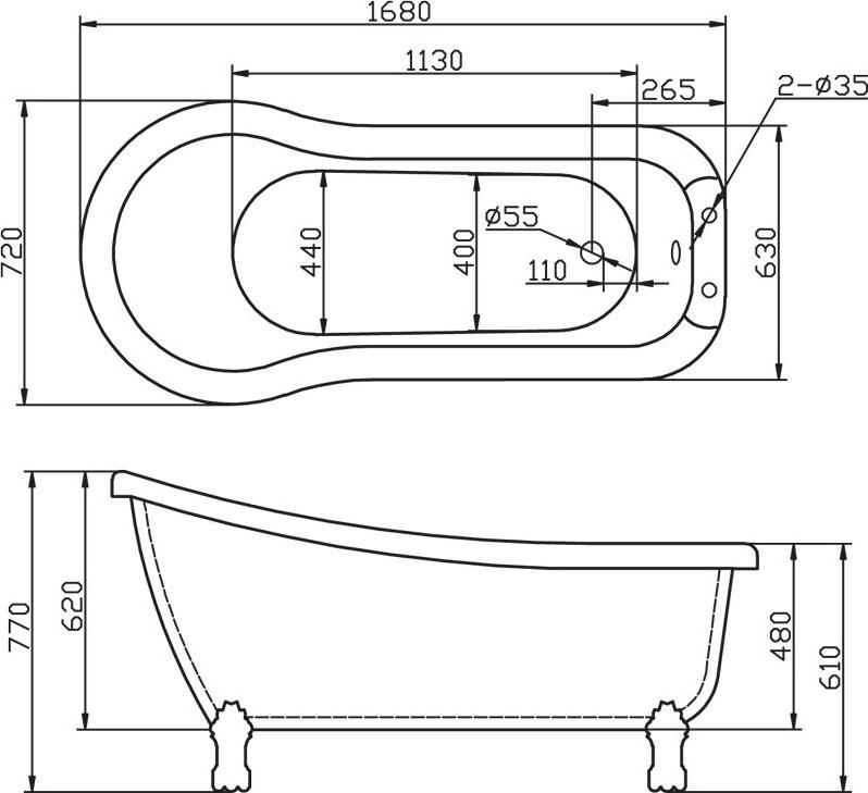 Акриловая ванна BelBagno BB20 168х72 BB20-1700