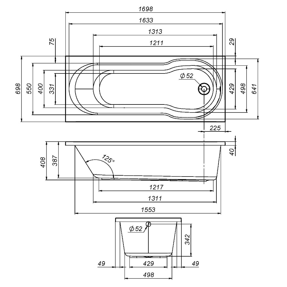 Акриловая ванна Am.Pm X-Joy 170х70 W88A-170-070W-A