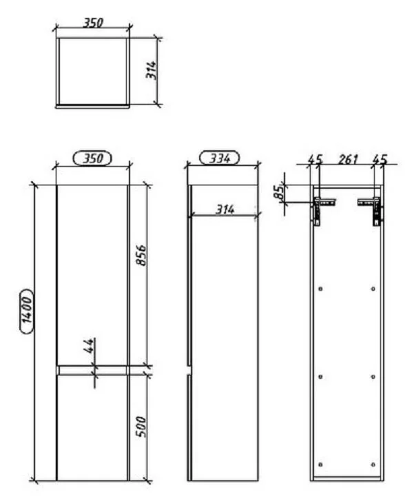 Шкаф-пенал Caprigo Forte 36150-SF028 серый