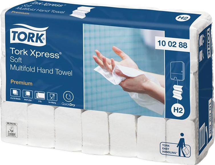 Бумажные полотенца Tork Xpress 100288 H2 мягкие (Блок: 21 уп. по 110 шт.)