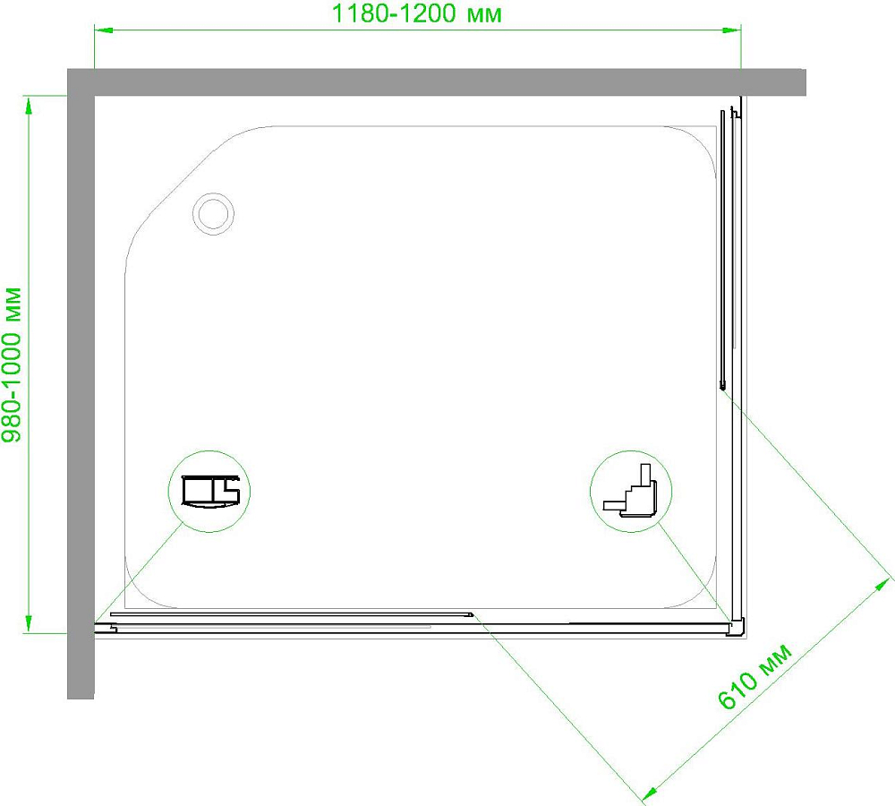 Душевой уголок 120х100 см Royal Bath HPD RB1120HPD-C-CH стекло рифленое