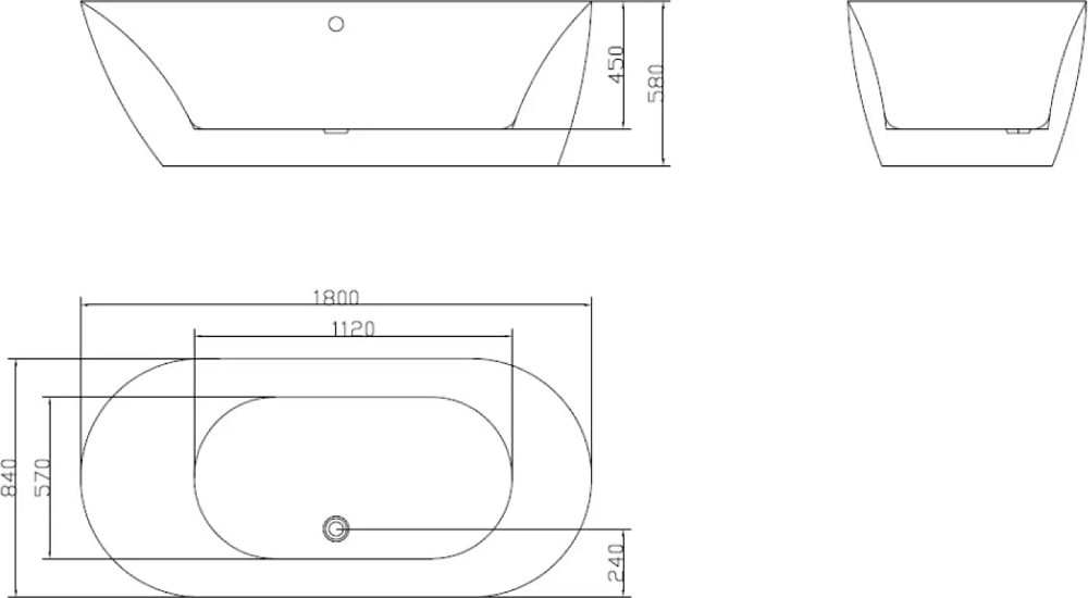 Акриловая ванна Ceramica Nova 180x84 FB07, белый