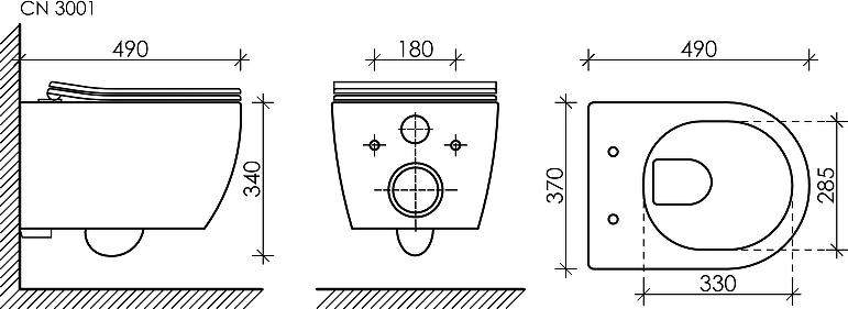 Комплект инсталляция с подвесным унитазом Ceramica Nova Play CN3001_1002W_1000 с сиденьем микролифт и белой клавишей смыва