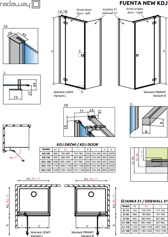 Дверь для душевого уголка 110 см Radaway Fuenta New KDJ door 110 R 384041-01-01R стекло прозрачное