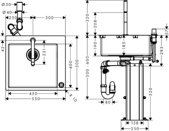 Кухонная мойка с встроенным смесителем Hansgrohe C71-F450-06 43201000