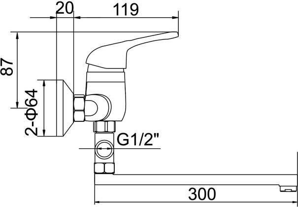 Смеситель для ванны Accoona A7060, хром