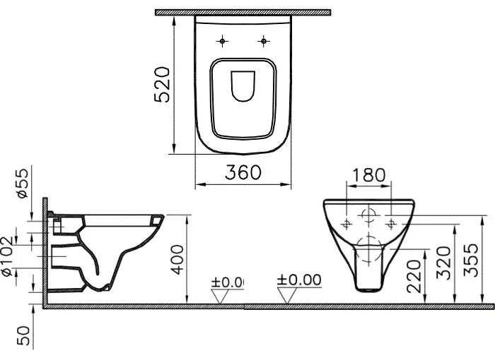 Инсталляция Am.Pm с унитазом Vitra S20 5507B003-0101, сиденье микролифт клавиша белая, комплект