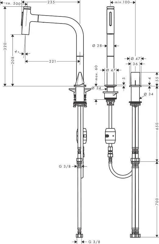 Смеситель для кухни Hansgrohe Metris Select 73819800 серый