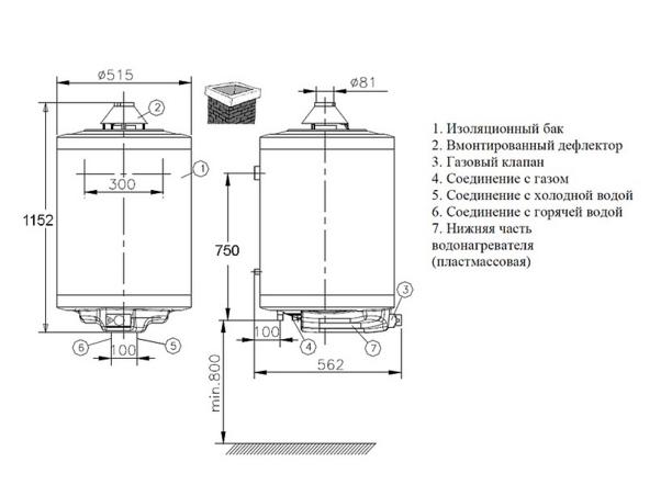 Настенный газовый накопительный водонагреватель Hajdu GB 2111919320 120.1