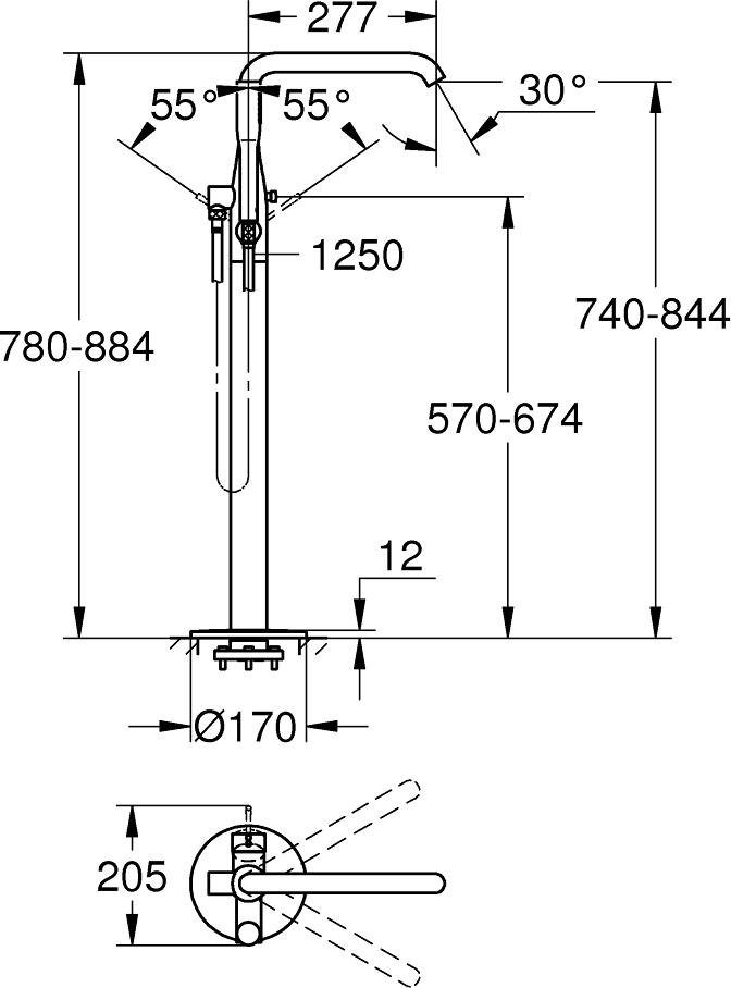 Смеситель для ванны Grohe Essence 23491A01