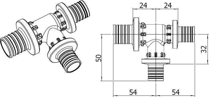 Тройник Rehau Rautitan PX 32-20-32