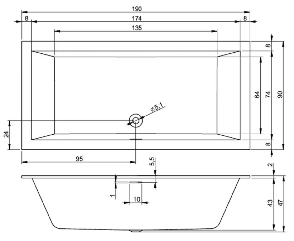 Акриловая ванна Riho Rething Cubic B109013005 белый