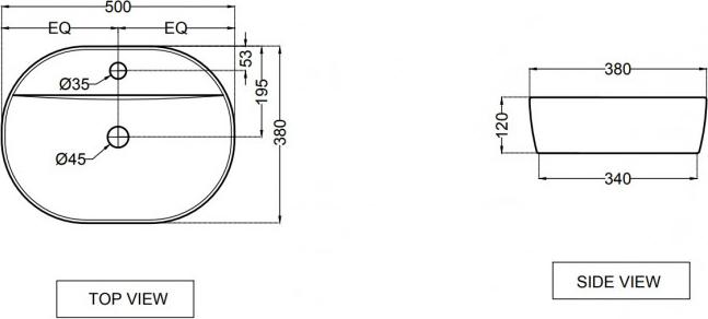 Раковина накладная Jaquar JDS-WHT-25937