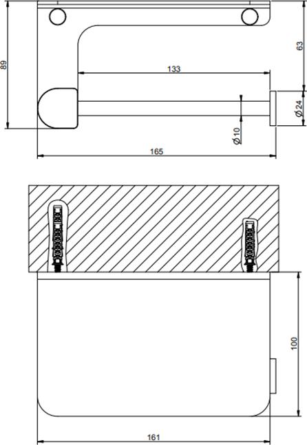 Держатель туалетной бумаги Gessi Rilievo 59449#031 с полочкой для телефона, хром