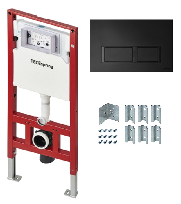 Система инсталляции для унитазов Tece TECEspring S955204 с кнопкой смыва, черный матовый