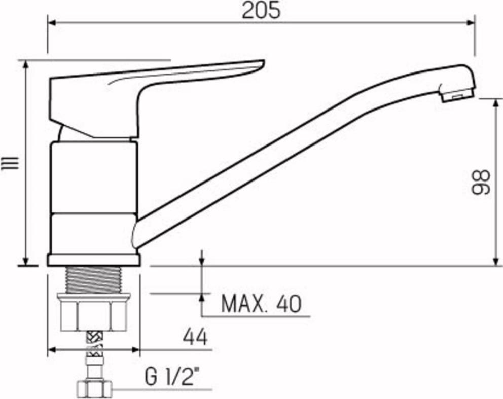 Смеситель для кухни РМС SL131-004F-15, хром