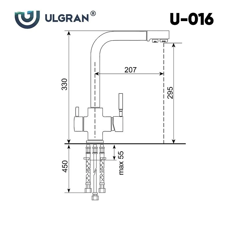 Смеситель для кухни Ulgran U-016 U-016-309 черный