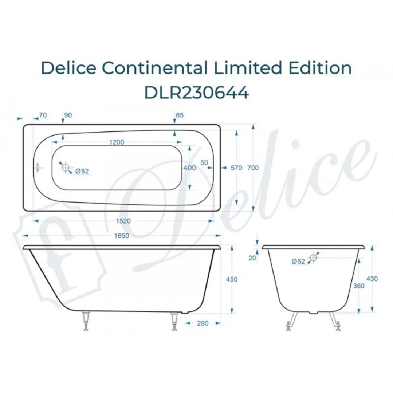 Чугунная ванна Delice Continental DLR230644 белый