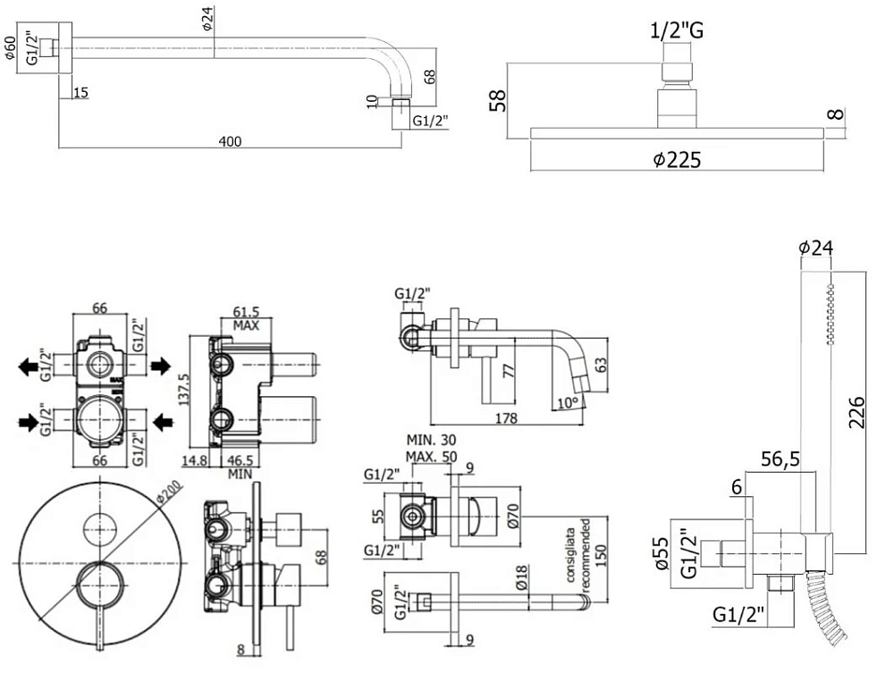 Душевая система Paffoni KIT LIG KITLIG018CR006 хром