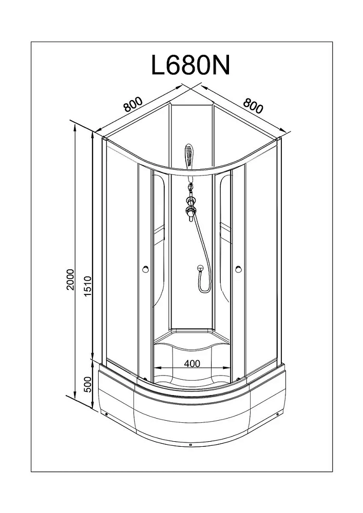 Душевая кабина Deto L L680NGM