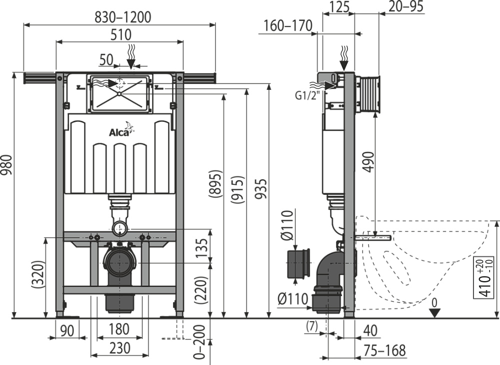 Инсталляция для унитаза AlcaPlast Jadromodul AM102/1000