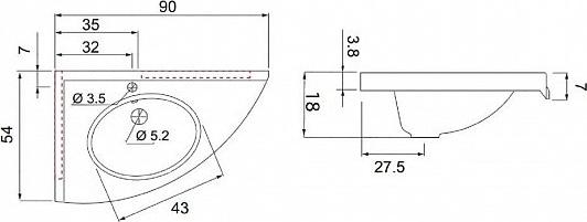 Тумба с раковиной Aquanet Корнер 89 L 00212950 белый