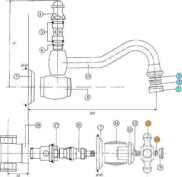 Смеситель Bandini Antica 560.920 Br с внутренней частью