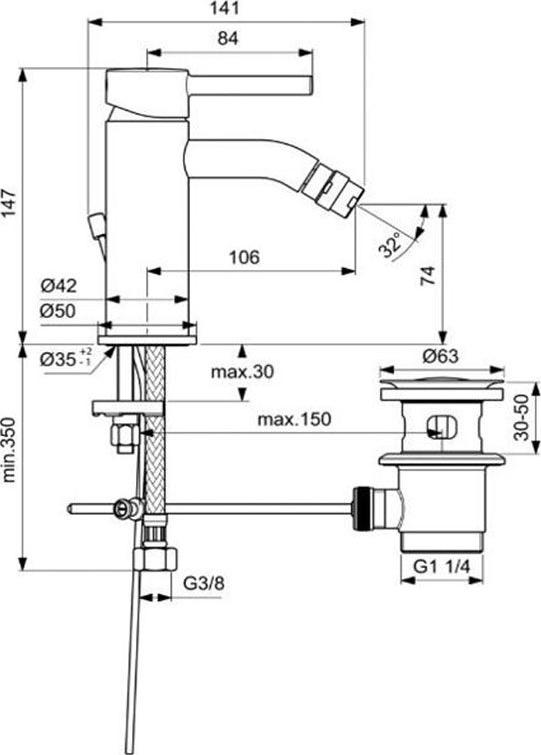 Смеситель Ideal Standard Ceraline BC197AA для биде, хром