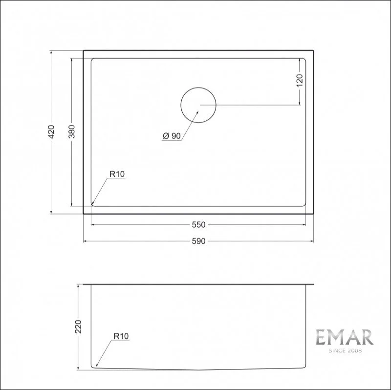 Кухонная мойка Emar Best EMB-132 PVD Nano Dark черный