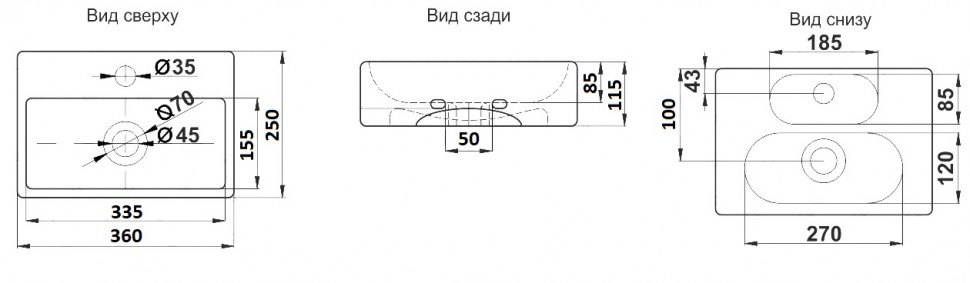 Столешница 115 см в ванную