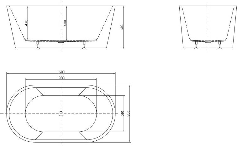 Акриловая ванна BelBagno 160х80 BB202-1600-800