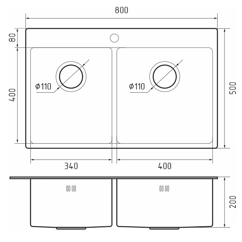 Кухонная мойка Rivelato Rinox 8050 B2 серый