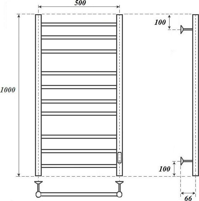 Полотенцесушитель электрический Point Аврора PN10850 П10 500x1000, хром