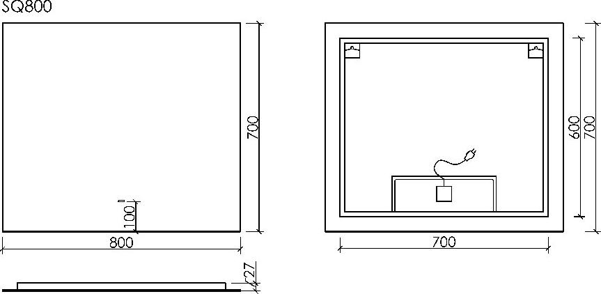 Зеркало Sancos Square 80х70 SQ800